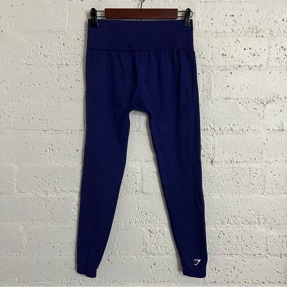 Gymshark Womens Athletic Capri Leggings L Blue Compression D7 - Picture 5 of 9